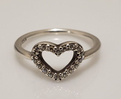 Pandora Sterling Silver Be My Valentine Heart CZ Ring 190861CZ  US 7.5  Euro 56
