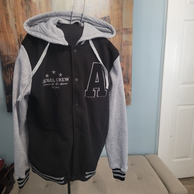Rebel Minds Black And Gray ''Ahead Of The Game'' Varsity Jacket Men's Size...