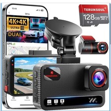 Terunsoul Dash 4K Cam Front and Rear 128GB Card Included, 5.8 GHz WiFi Dash D016