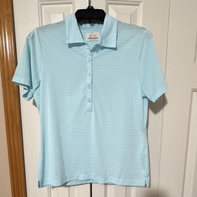 EP Pro Tour Tech Women's Light Blue Golf Polo Shirt M Short Sleeve Collared