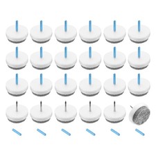 24Pcs Nail-on Felt Furniture Pads Round Furniture Sliders 28mm, White