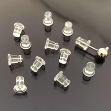 100 Pack Clear Silicone Earring Backs Hypoallergenic Replacement Stoppers For St