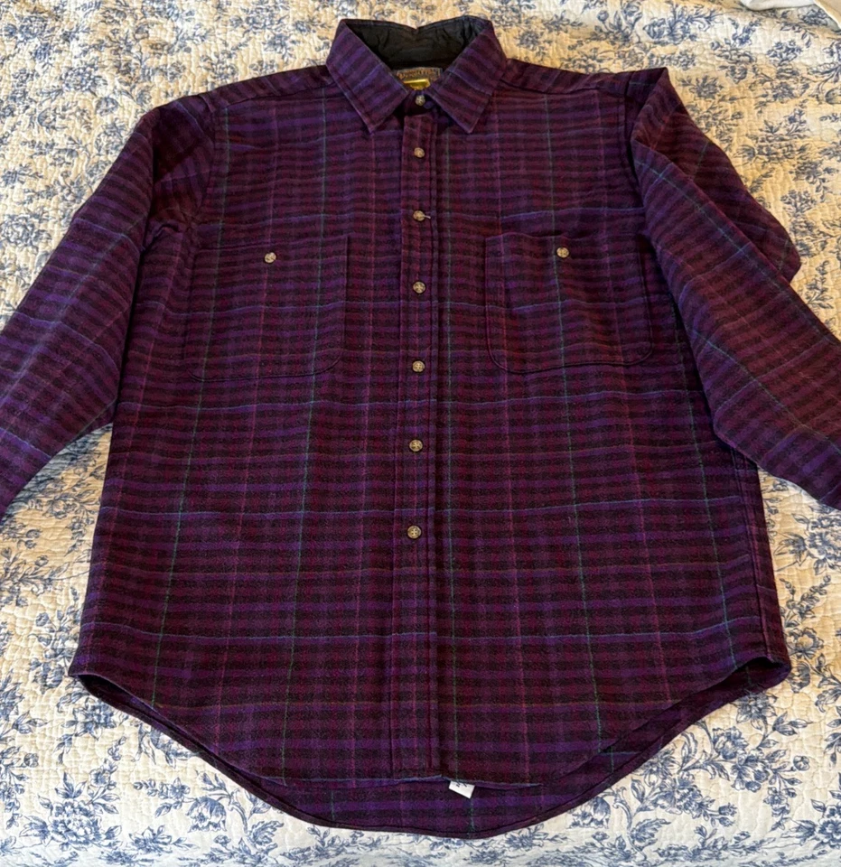 Camisa De Colección Años 70 Pendleton Lana Virgen Hecha en EE. UU. Púrpura Cuadros LS Abotonada M Foto 4 de 4