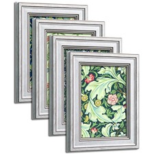 5x7 Frame Set of 4 with Real Glass for Pictures 4x6 with Mat or 5x7 Without Mat