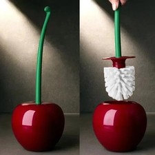 Cherry Shape Toilet Brush Holder Set Red Creative Bathroom Cleaning Brush