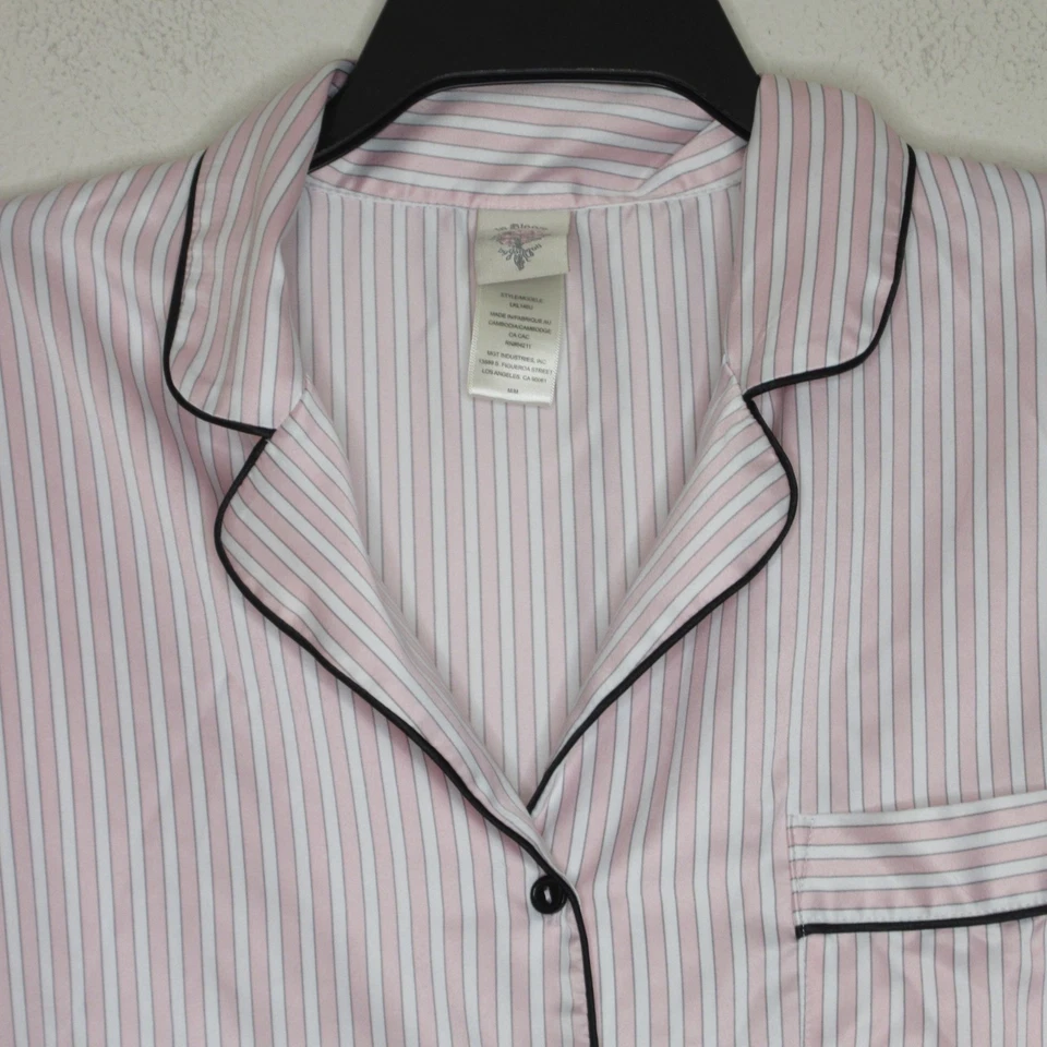 In Bloom By Jonquil Women's Long Sleeve Pink Striped Satin Pajama Top M B45 - Image 2 of 4