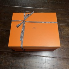 HERMES Paris Empty Orange Box 098 BIS Large Deep 15x12x9" Logo Ribbon