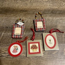 Lot Of Five Christmas Picture Frames Pier One Fabric Frame Others Are Metal