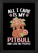 American Pit Bull Terrier Framed Wall Art Poster Canvas Print Picture