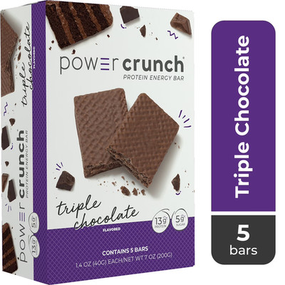 Power Crunch Original Protein Energy Bars, Triple Chocolate, 1.4 oz, 5 Count