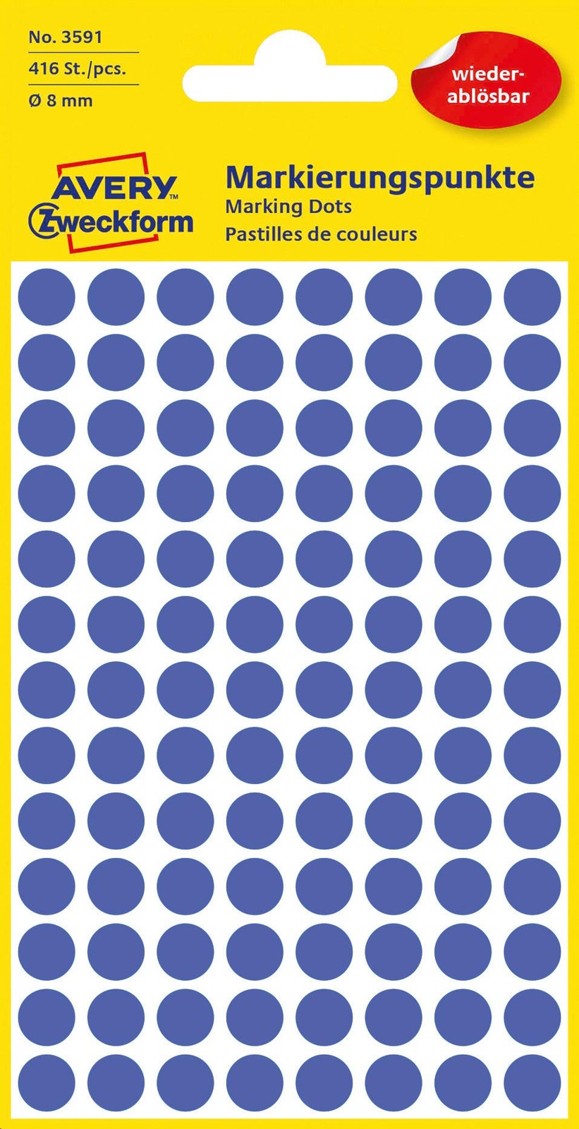 Avery Zweckform Etikett 8 mm Marking Dots Blue – Removable Wall Stickers – 416ST