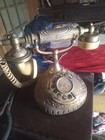 Ornate Rotary Dial Desk Telephone w/ Handset, Silver Tone Castle — photo 3