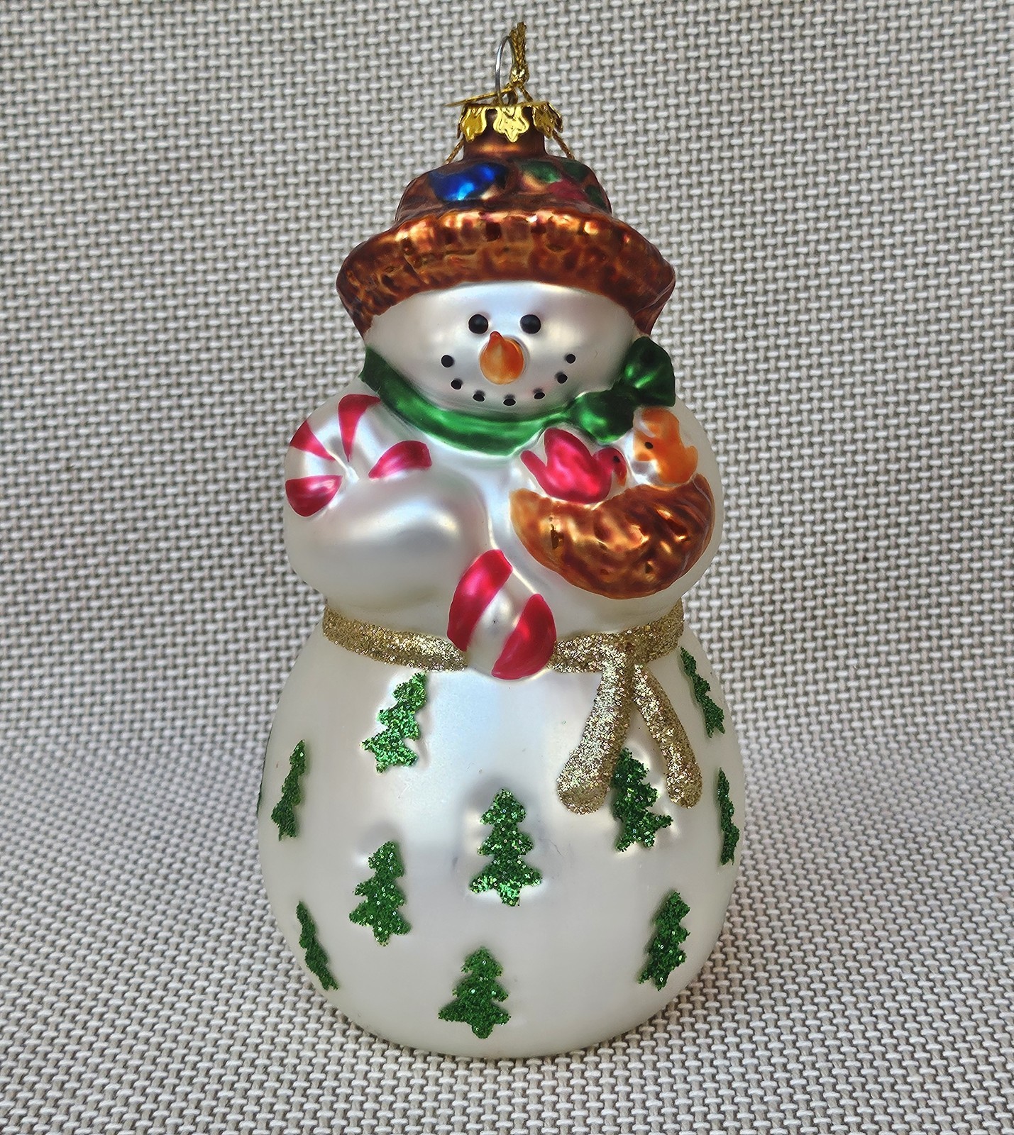 PartyLite Glass Hand Painted Snowman Christmas Ornament 6 in Holiday