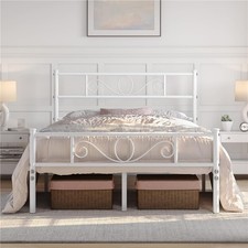 Yaheetech Letto Matrimoniale in Ferro Battuto a Doghe Struttura Letto in Metallo