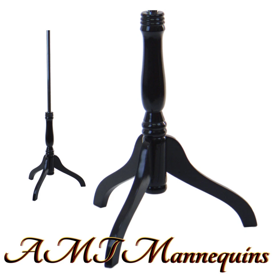 AMT-MANNEQUINS Black wooden tripod stand for Torsos, Dress Forms, - black base- MH