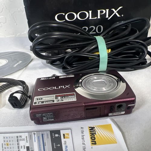 Nikon Coolpix S220 10.0MP Digital Camera Plum w/Box Paperwork Battery Working - Picture 6 of 14