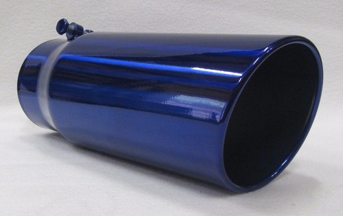 TRANSPARENT CHROME BLUE 3.5" INLET x 4.5" OUTLET x 12" LONG DIESEL EXHAUST TIP