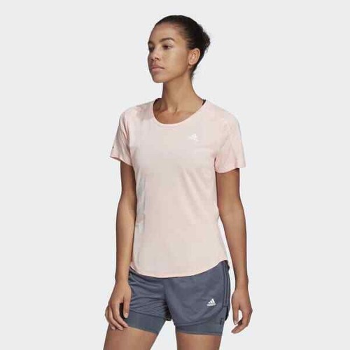 Adidas Women's Run It 3-Stripes Fast Tee S/S T-Shirts Training Top Pink  GC6889 | eBay