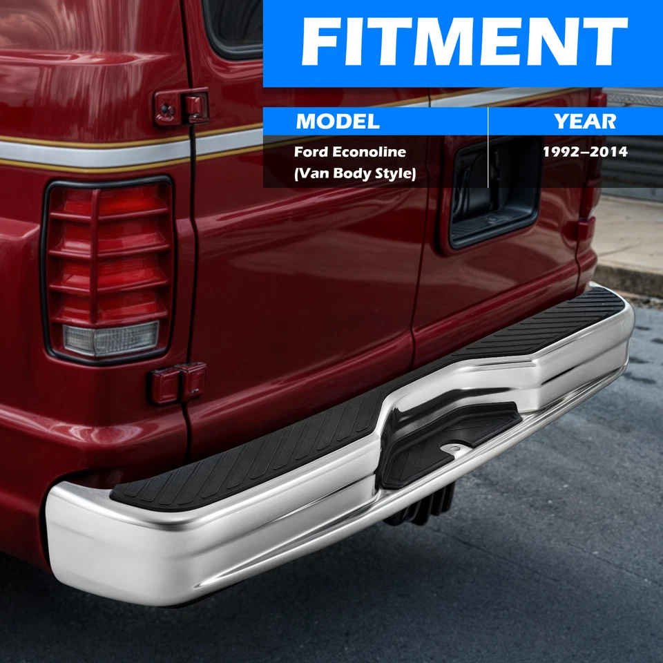 Chrome Rear Bumper Assembly For 1992-2014 Econoline E-150 E-250 E-350 FO1103205 Foto 4 de 4