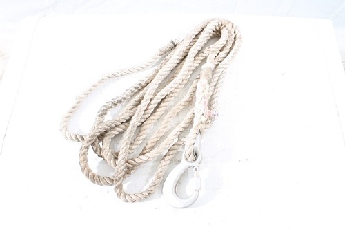 Old Rope 600cm with 1 x Carabiner Hook Rescue Rope Fire Brigade GDR Decoration