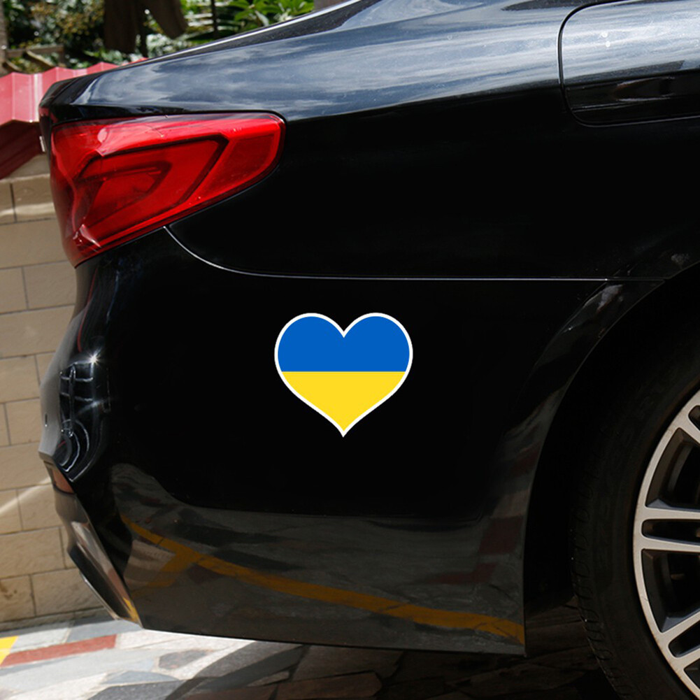 Heart Shape Ukrainian Flag Car Stickers Ukraine Auto SUV Window Laptop