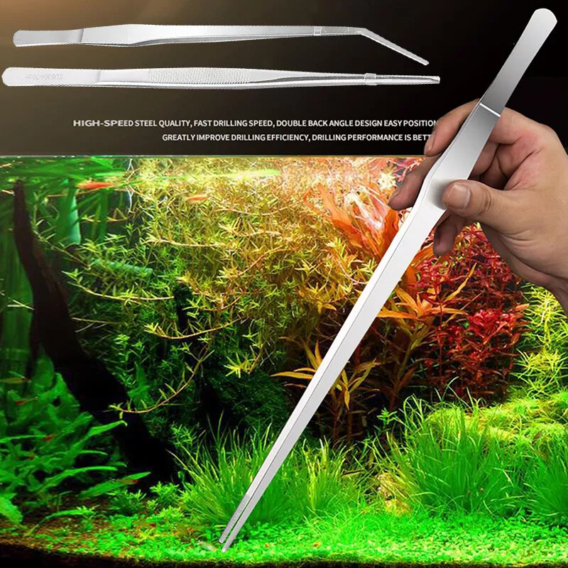 Long Stainless Steel Aquarium Tools Tank Aquatic Plant Tweezers Scissors  Plants