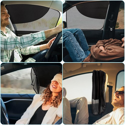 2x Magnetic Car Front Window Sun Shades Double Layer Mesh Curtain UV Protection - Picture 8 of 8