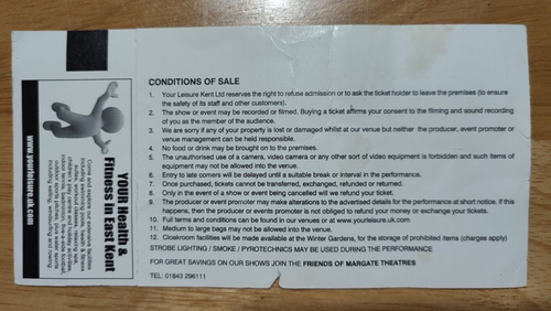 THE SPECIALS Margate Winter Gardens 14th May 2019 Concert Ticket Stub - Bild 2 von 2