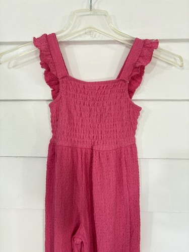 Zara Girls Pink Smocked Ruffle Back Cutout Wide Leg Jumpsuit Size 13 years Y673D - Picture 3 of 10