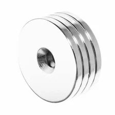 1.25 x 1/8 Inch Neodymium Rare Earth Countersunk Ring Magnets N52 (4 Pack)