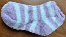 Cat Jack Super Soft Ankle Socks Gripper Bottoms 2 Pair Purple White XS/S New