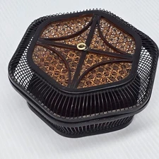 Vintage Antique Chinese Tiered Wedding Lunch Basket Wicker Bamboo, lacquered