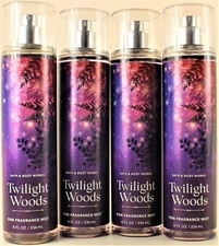 QTY 4 - Bath & Body Works TWILIGHT WOODS Fine Fragrance Body Mist Spray 8 Oz