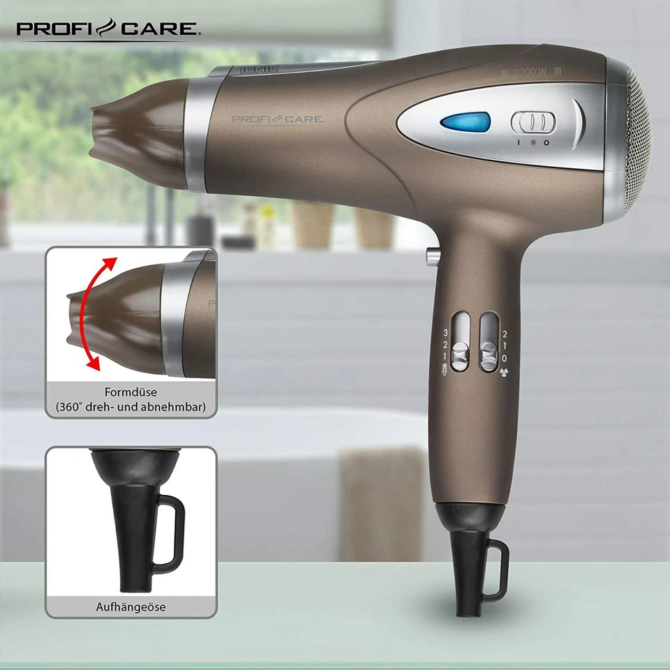 Fön Profi Haartrockner 2200 Watt Ionen Föhn Proficare PC-HTD 3113 braun - Bild 4 von 4