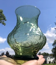 Anchor Hocking Rain flower Green Vase Vintage 