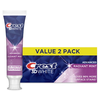 Crest 3D White Avancé Radiant Mint Dentifrice - 3,3 OZ/93 G (2 Paquet) - Photo 1/4