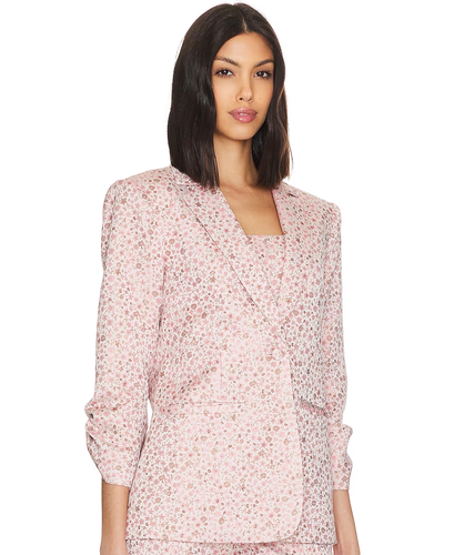 NWT - Cinq à Sept 'Khloe' Lurex Floral Jacquard Blazer, Pale Rose Multi - Size 2 - Picture 3 of 4