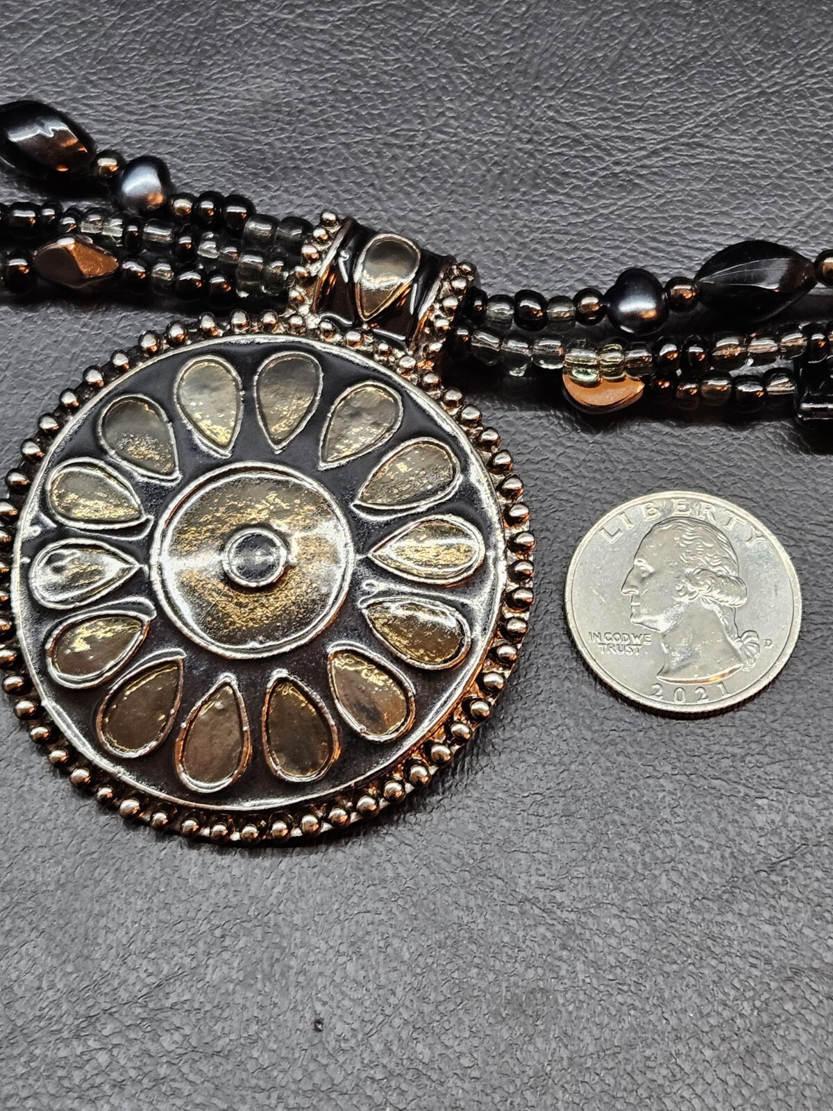 Multi Beaded Multi Strand Black Shell Beaded Blac… - image 9