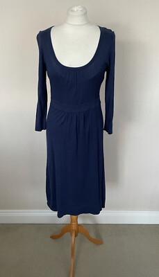 FAB Boden Navy Blue 100% Cotton Fine Knit Midi Dress & Slip Size 12R VGC |  eBay