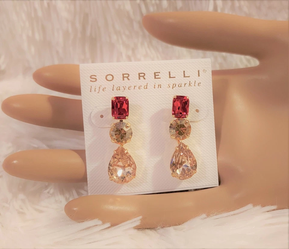 *NUEVO* Y *RETIRADO* ~ Sorrelli ~ "CHAMPAGNE ESCARLATA" ~ GOTA ~ Pendientes  Foto 4 de 4