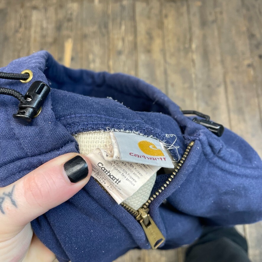 Carhartt Hoodie Mens Full-Zip 90s Workwear Mesh Lined Sweatshirt, Navy, Large image 8