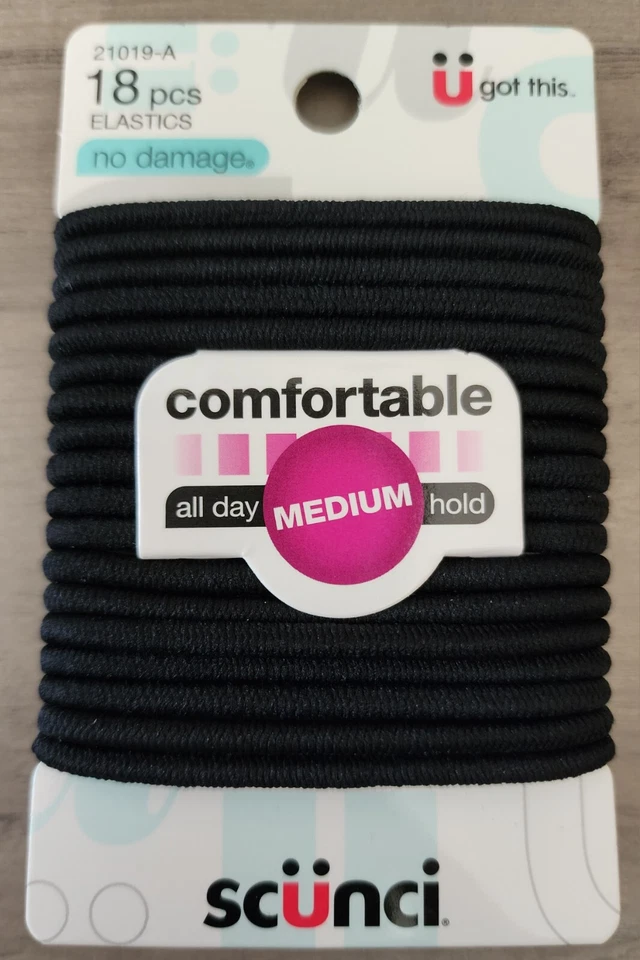 Lote de 10 NUEVOS Corbatas para Cabello Negro Cómodas Sin Daños Sujeción Media 180 Total Foto 2 de 3