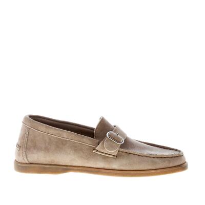 MIGLIORE scarpe uomo Mocassino in camoscio tortora fascetta fibbia Suola  flex