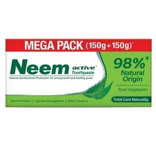 NEEM ACTIVE Toothpaste Mega Pack 150gm + 150gm | 100% Vegetarian II US Ship