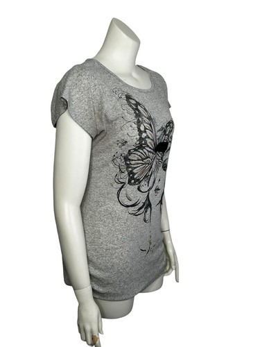 Libian Ladies Ruched Top Graphic Front Butterfly Woman Fashion Theme Gray Large - Picture 5 of 18