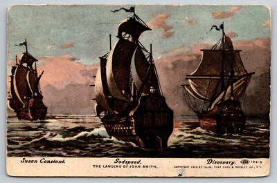 Postcard Art Godspeed The Landing of John Smith 1906 49F