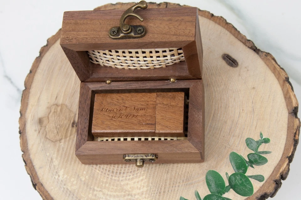 Personalised Wooden USB Engraved and Treasure Box Gift 8/16/32/64GB USB 3.0
