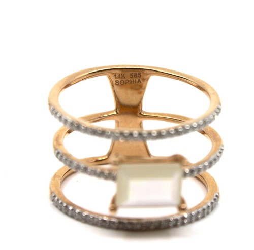 Sophia Mother of Pearl Triple Diamond Band Ring in 14k Rose Gold Sz 6.5 - Picture 10 of 10