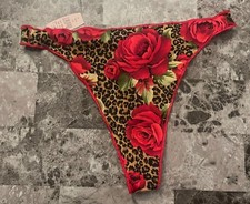 VICTORIA'S SECRET S SMOOTH FLORAL LEOPARD HIGH CUT VINTAGE RARE THONG PANTIES