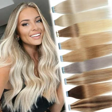DoubleSideAdhesive Tape in Human Hair Extensions Seamless Skin Weft Thick16-26in